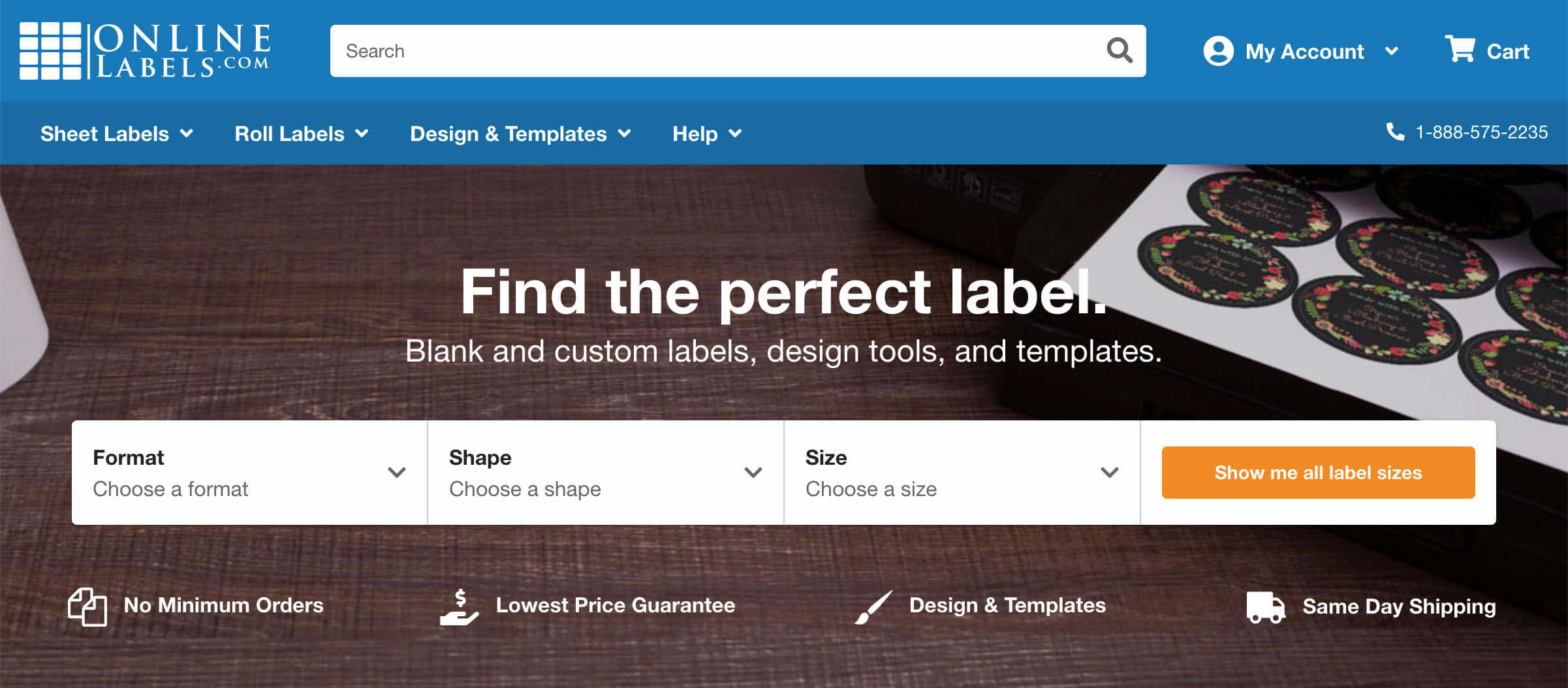 onlinelabels.com homepage